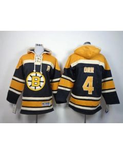 Bruins #4 Bobby Orr Black Sawyer Hooded Sweatshirt Stitched Youth NHL Jersey