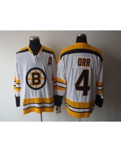 Bruins #4 Bobby Orr CCM Throwback White Stitched NHL Jersey