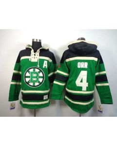 Bruins #4 Bobby Orr Green St. Patrick's Day McNary Lace Hoodie Stitched NHL Jersey