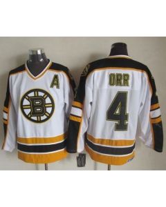 Bruins #4 Bobby Orr White/Black CCM Throwback Stitched NHL Jersey