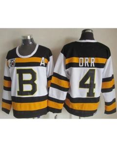 Bruins #4 Bobby Orr White CCM Throwback 75TH Stitched NHL Jersey