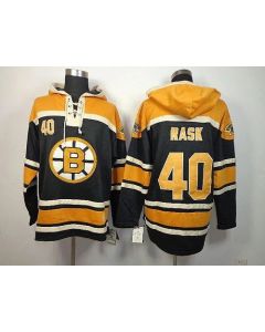 Bruins #40 Tuukka Rask Black Sawyer Hooded Sweatshirt Stitched NHL Jersey