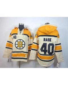 Bruins #40 Tuukka Rask Cream Sawyer Hooded Sweatshirt Stitched NHL Jersey