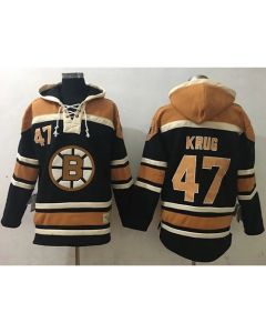 Bruins #47 Torey Krug Black Sawyer Hooded Sweatshirt Stitched NHL Jersey