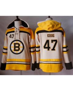Bruins #47 Torey Krug Cream Sawyer Hooded Sweatshirt Stitched NHL Jersey