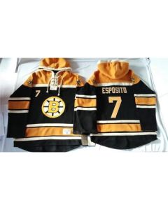 Bruins #7 Phil Esposito Black Sawyer Hooded Sweatshirt Stitched NHL Jersey