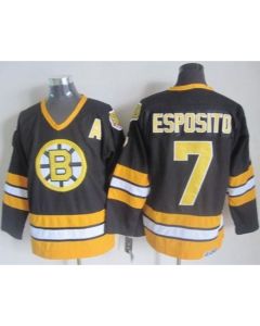Bruins #7 Phil Esposito Black/Yellow CCM Throwback Stitched NHL Jersey