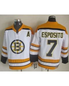 Bruins #7 Phil Esposito White CCM Throwback Stitched NHL Jersey
