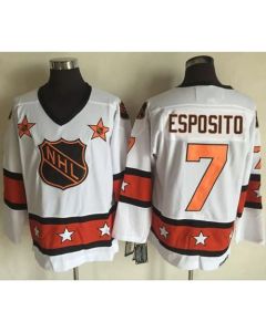 Bruins #7 Phil Esposito White/Orange All Star CCM Throwback Stitched NHL Jersey