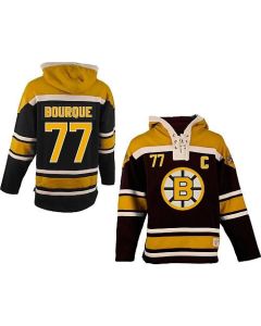 Bruins #77 Ray Bourque Black Sawyer Hooded Sweatshirt Stitched NHL Jersey