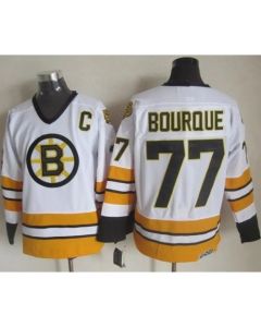 Bruins #77 Ray Bourque White/Yellow CCM Throwback Stitched NHL Jersey