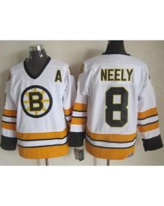 Bruins #8 Cam Neely White/Yellow CCM Throwback Stitched NHL Jersey