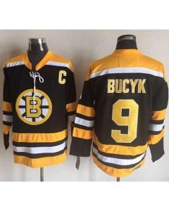 Bruins #9 Johnny Bucyk Black/Yellow CCM Throwback New Stitched NHL Jersey