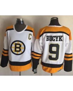 Bruins #9 Johnny Bucyk Yellow/White CCM Throwback Stitched NHL Jersey
