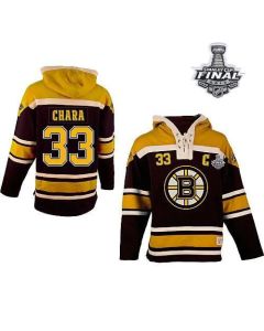 Bruins Stanley Cup Finals Patch #33 Zdeno Chara Black Sawyer Hooded Sweatshirt Stitched NHL Jersey