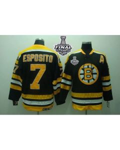 Bruins Stanley Cup Finals Patch #7 Phil Esposito Stitched Black CCM Throwback NHL Jersey