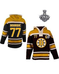 Bruins Stanley Cup Finals Patch #77 Ray Bourque Black Sawyer Hooded Sweatshirt Stitched NHL Jersey