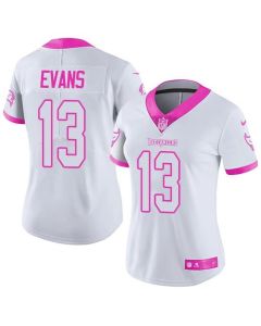 Buccaneers #13 Mike Evans White/Pink Women's Stitched NFL Limited Rush Fashion Jersey