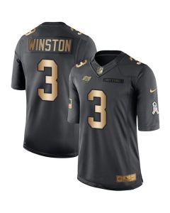 Buccaneers #3 Jameis Winston Black Men's Stitched NFL Limited Gold Salute To Service Jersey
