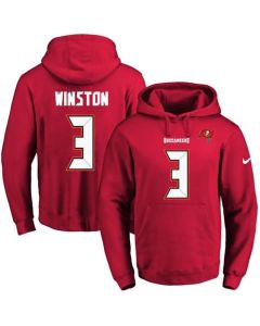 Buccaneers #3 Jameis Winston Red Name & Number Pullover NFL Hoodie