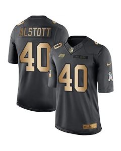 Buccaneers #40 Mike Alstott Black Men's Stitched NFL Limited Gold Salute To Service Jersey