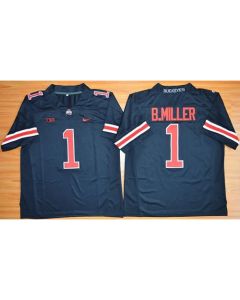 Buckeyes #1 Braxton Miller Black(Red No.) Limited Stitched NCAA Jersey