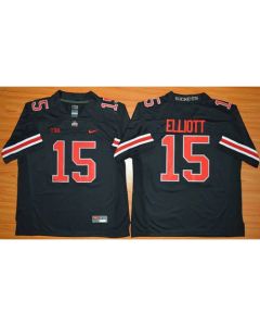 Buckeyes #15 Ezekiel Elliott Black(Red No.) Limited Stitched NCAA Jersey