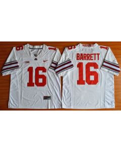 Buckeyes #16 J. T. Barrett White Diamond Quest Stitched NCAA Jersey