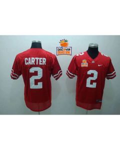 Buckeyes #2 Cris Carter Red 2014 Discover Orange Bowl Patch Stitched NCAA Jersey