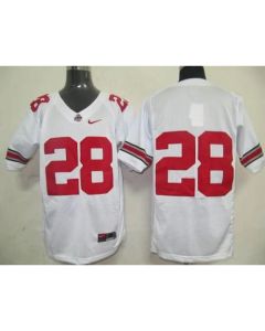 Buckeyes #28 White Stitched NCAA Jersey