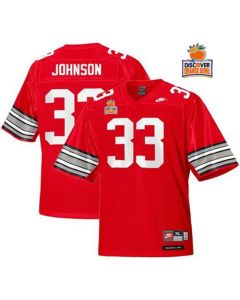 Buckeyes #33 Pete Johnson Red Legends of the Scarlet & Gray Throwback 2014 Discover Orange Bowl Patch Stitched NCAA Jersey