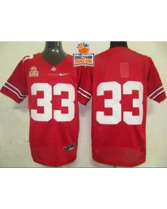 Buckeyes #33 Red 2014 Discover Orange Bowl Patch Stitched NCAA Jersey
