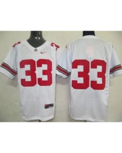 Buckeyes #33 White Stitched NCAA Jersey