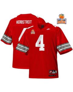 Buckeyes #4 Kirk Herbstreit Red Legends of the Scarlet & Gray Throwback 2014 Discover Orange Bowl Patch Stitched NCAA Jersey