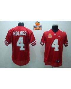 Buckeyes #4 Santonio Holmes Red 2014 Discover Orange Bowl Patch Stitched NCAA Jersey