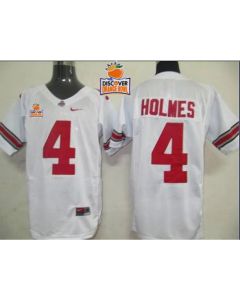 Buckeyes #4 Santonio Holmes White 2014 Discover Orange Bowl Patch Stitched NCAA Jersey