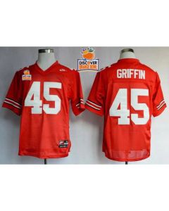 Buckeyes #45 Archie Griffin Red 2014 Discover Orange Bowl Patch Stitched NCAA Jersey