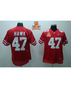 Buckeyes #47 A. J. Hawk Red 2014 Discover Orange Bowl Patch Stitched NCAA Jersey