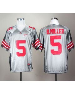 Buckeyes #5 Braxton Miller Grey Stitched NCAA Jersey
