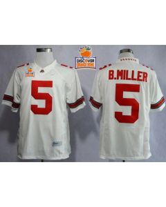 Buckeyes #5 Braxton Miller White Limited 2014 Discover Orange Bowl Patch Stitched NCAA Jersey