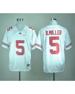 Buckeyes #5 Braxton Miller White Stitched NCAA Jersey