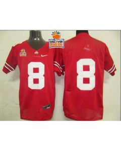 Buckeyes #8 Red 2014 Discover Orange Bowl Patch Stitched NCAA Jersey