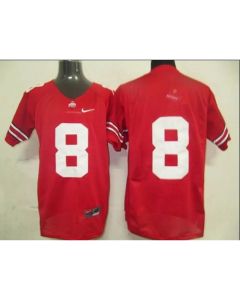 Buckeyes #8 Red Stitched NCAA Jersey