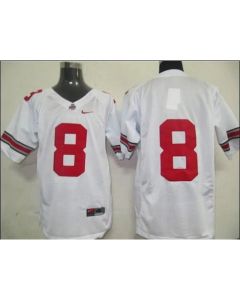 Buckeyes #8 White Stitched NCAA Jersey