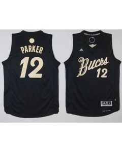 Bucks #12 Jabari Parker Black 2016-2017 Christmas Day Stitched NBA Jersey