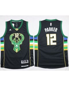 Bucks #12 Jabari Parker Black Alternate Stitched NBA Jersey