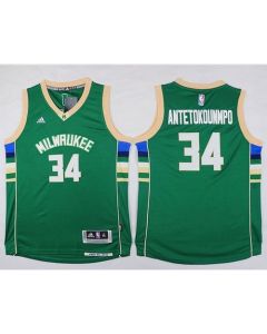Bucks #34 Giannis Antetokounmpo Green Stitched Youth NBA Jersey