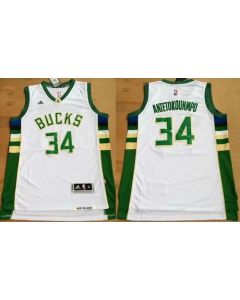 Bucks #34 Giannis Antetokounmpo White Revolution 30 Stitched NBA Jersey