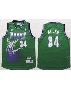 Bucks #34 Ray Allen Green Throwback New Stitched NBA Jersey