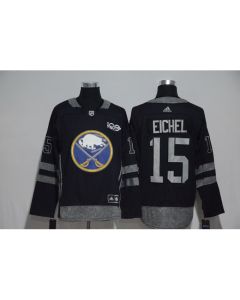 Buffalo Sabres #15 Jack Eichel Black Men's 1917-2017 100th Anniversary Stitched NHL Jersey